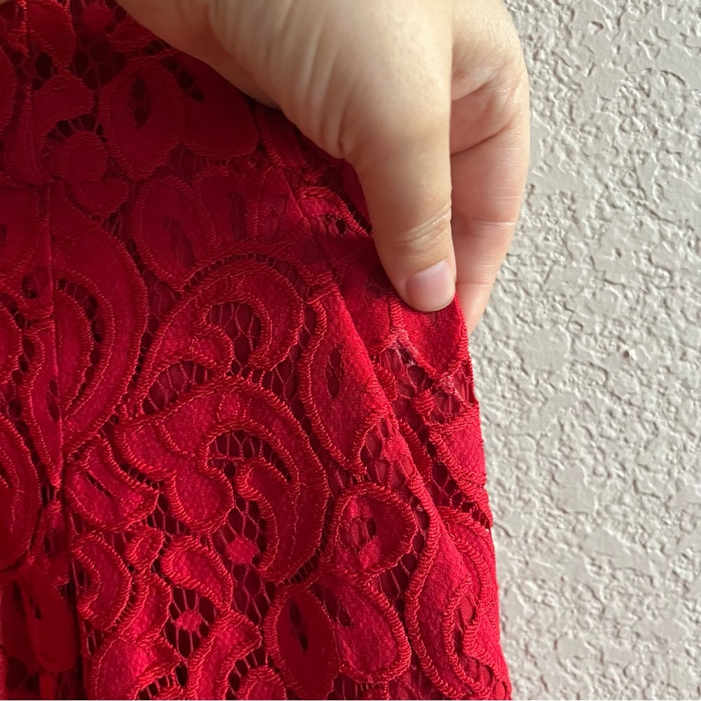 Anthropologie Moulinette Soeurs Sz 4 Jaeda Wide Leg Red Lace Jumpsuit Valentine - Picture 5 of 12